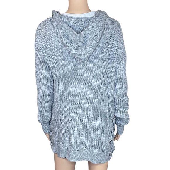 No Boundaries Gray Chunky Knit Cardigan juniors Size 7 - 9 Open Front Pockets - Picture 3 of 6